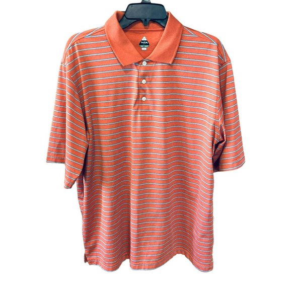 bolle Other - Bolle Golf Orange Gray Striped Short Sleeve Polo Size L